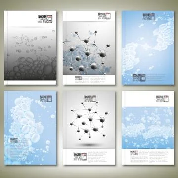 Drops in water, molecule structure. Brochure, flyer or report for business, Stock Illustration