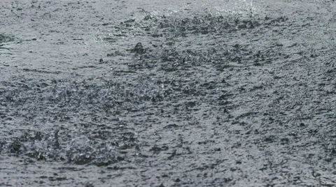 Drops of water in a puddle, in slow motion - version  Stock Footage 67831718