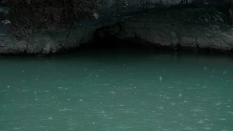 Drops on the water, rain Stock Footage 197354965