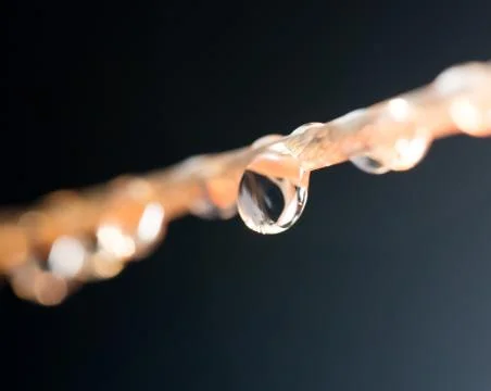 Drops of water on a rope. macro Stock Photos