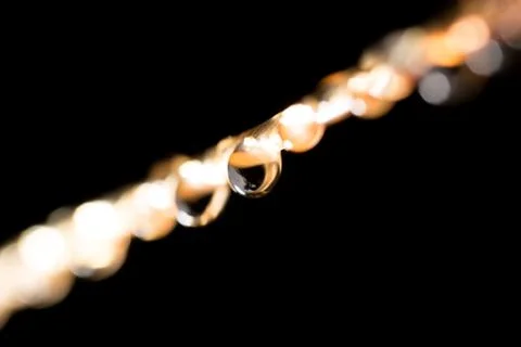 Drops of water on a rope. macro Stock Photos