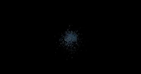 Drops of water splashes fly and fall, motion graphics of rain bubbles on a black Illustrazione stock