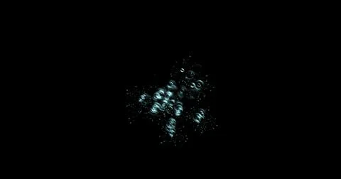 Drops of water splashes fly and fall, motion graphics of rain bubbles on a black Illustrazione stock