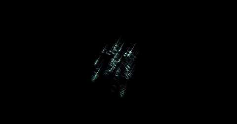 Drops of water splashes fly and fall, motion graphics of rain bubbles on a black Illustrazione stock