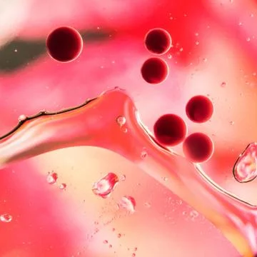 Drops of water on the surface of the oil, variation of dissimilar liquids, ma Stock Photos