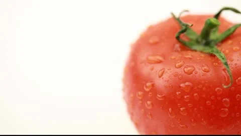 Drops of water on tomato Video stock 10600171