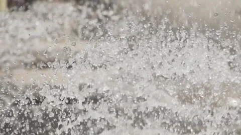 Drops of water under high pressure in the fountain. Slow motion. Stock Footage 54097039