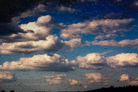 Drops on the window after rain Stock Photos