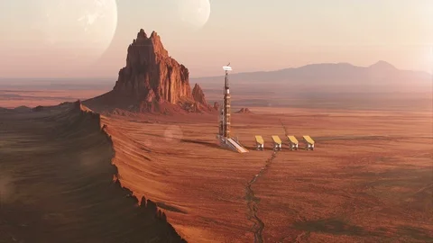 Dropship Space Craft and Sci-Fi Outpost on an Alien World 2 스톡 동영상 96731649
