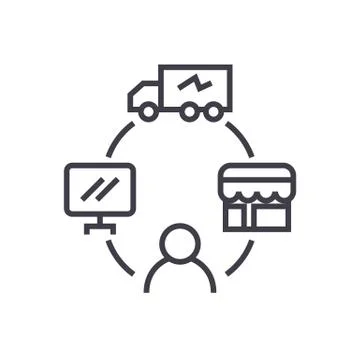 Dropshipping, drop ship,logistics vector line icon, sign, illustration on whi Illustration