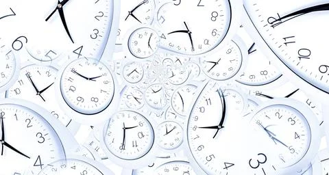 Droste effect background with infinite clock spiral. Abstract design for conc Stock Illustration