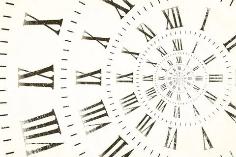 Droste effect background with infinite clock spiral. Abstract design for Stock Illustration
