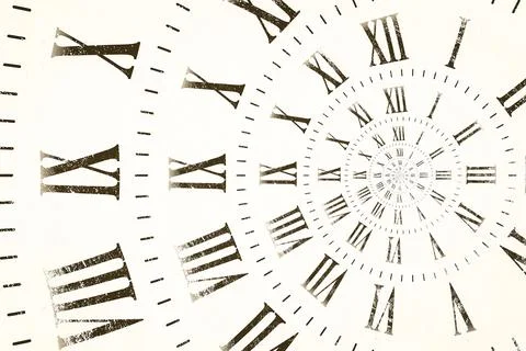 Droste effect background with infinite clock spiral. Abstract design for conc Stock Photos