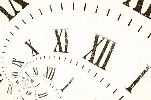 Droste effect background with infinite clock spiral. Abstract design for conc Stock Photos