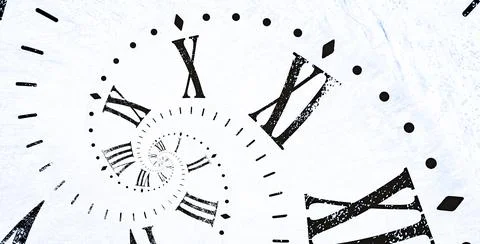 Droste effect background with infinite clock spiral. Abstract design for conc Stock Photos