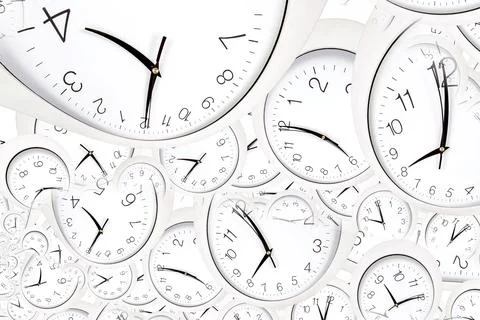 Droste effect background with infinite clock spiral. Abstract design for conc Stock-Fotos
