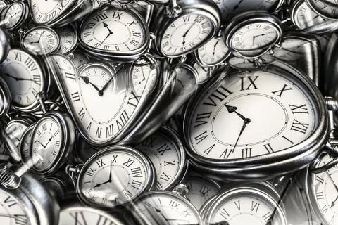 Droste effect background with infinite clock spiral. Abstract design for conc Stock Photos
