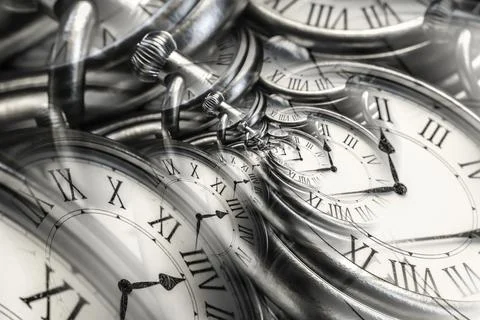 Droste effect background with infinite clock spiral. Abstract design for conc Stock Photos