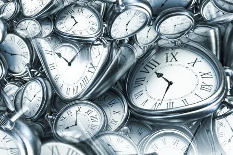 Droste effect background with infinite clock spiral. Abstract design for conc Stock Photos