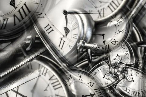 Droste effect background with infinite clock spiral. Abstract design for conc Stock Photos