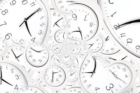 Droste effect background with infinite clock spiral. Abstract design for c... Stock Photos