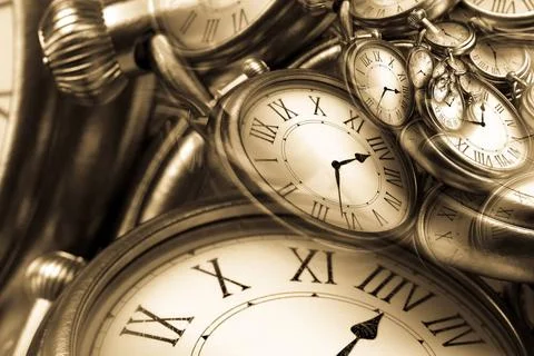 Droste effect background with infinite clock spiral. Abstract design for c... Stock Photos
