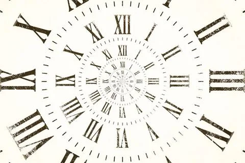 Droste effect background with infinite clock spiral. Abstract design for c... Stock Photos