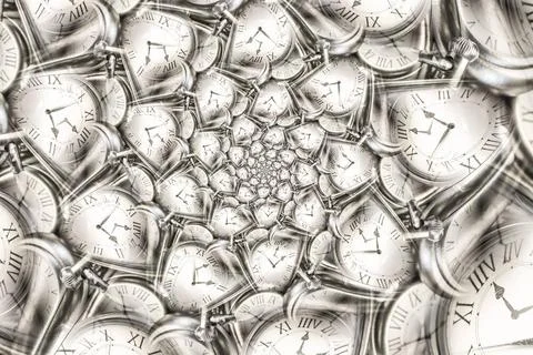 Droste effect background with infinite clock spiral. Abstract design for c... Stock Photos