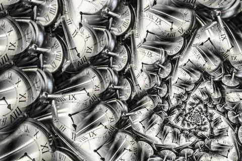 Droste effect background with infinite clock spiral. Abstract design for c... Stock Photos