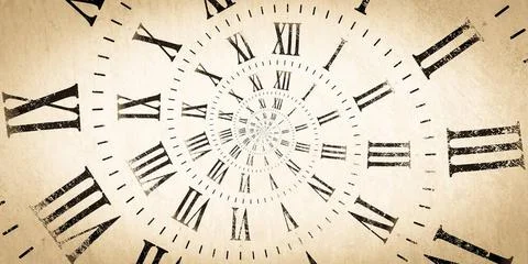Droste effect background with infinite clock spiral. Abstract design for c... Stock Photos
