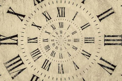 Droste effect background with infinite clock spiral. Abstract design for c... Stock Photos