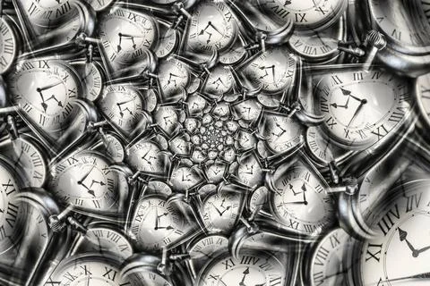 Droste effect background with infinite clock spiral. Abstract design for c... Stock Photos