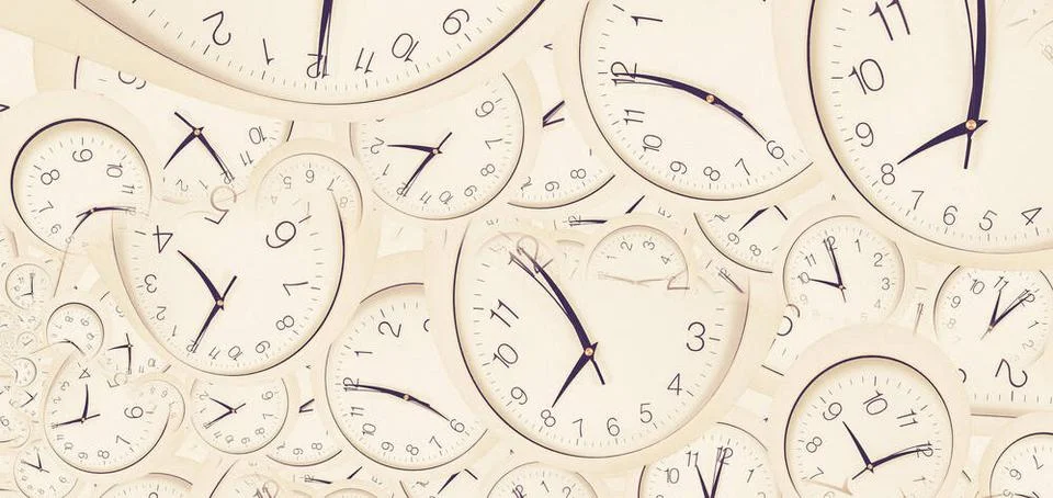 Droste effect background with infinite clock spiral. Abstract design for c... Stock Photos