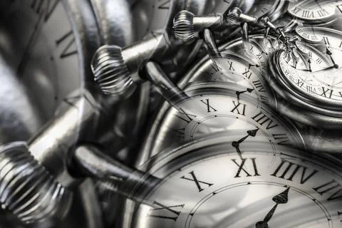 Droste effect background with infinite clock spiral. Abstract design for c... Stock Photos