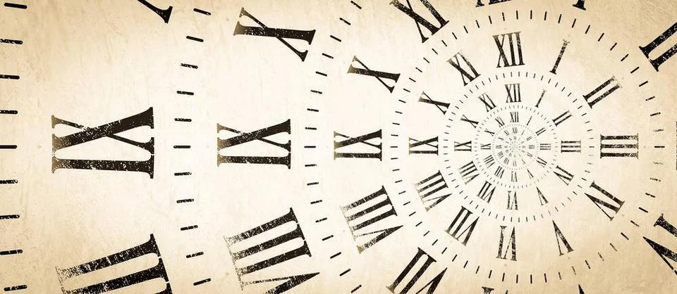 Droste effect background with infinite clock spiral. Abstract design for c... Stock Photos