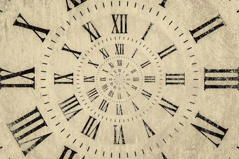 Droste effect background with infinite clock spiral. Abstract design for co.. Stock Photos