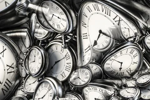 Droste effect background with infinite clock spiral. Abstract design for co.. Stock Photos