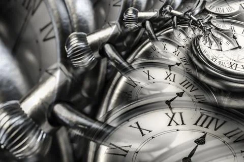 Droste effect background with infinite clock spiral. Abstract design for co.. Stock Photos
