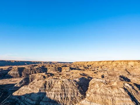 Drought, blue sky cirrus clouds. panoramic view tourism in Canada. majestic cl Stock Photos