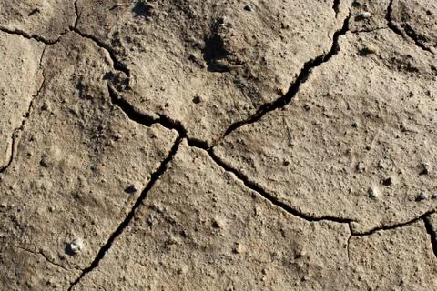 Drought cracke ground earth on top view Stock Photos