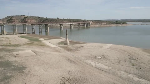 Drought effect on the Ebro River shore Stock Footage 259877107