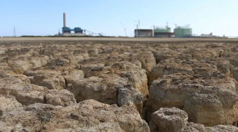 Drought land with construction plant Stock Footage