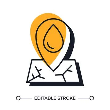 Drought map offset shadow line icon Illustrazione stock