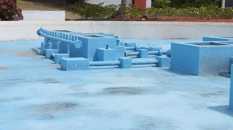 DROUGHT pan across empty water fountain Stock Footage 51703105