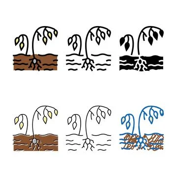 Drought poverty problem color variants icon vector Illustrazione stock