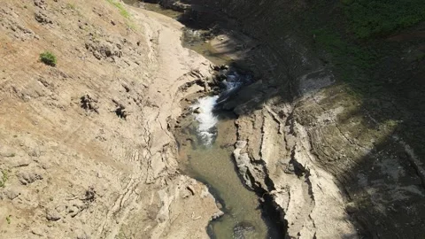 Drought river aerial view Stock Footage 240785959