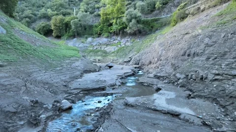 Drought river aerial view Stockbeeldmateriaal 240789032
