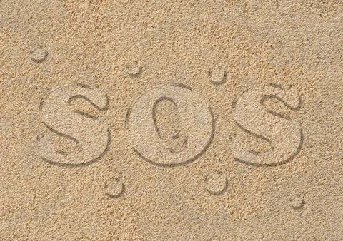 Drought SOS - drops in the sand 스톡 사진