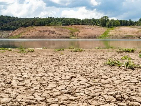Drought in Spain. Empty river in Spain. Lack of water Stock Photos