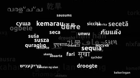 Drought Translated in 65 Worldwide Languages Endless Looping 3d Zooming Wordc Stockbeeldmateriaal 145214124